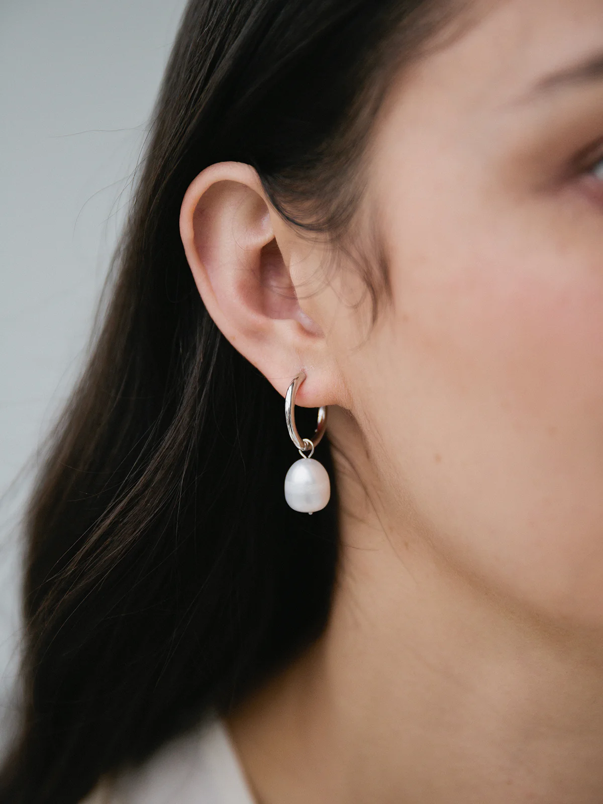 Pearl Hoop Huggies - Image 3